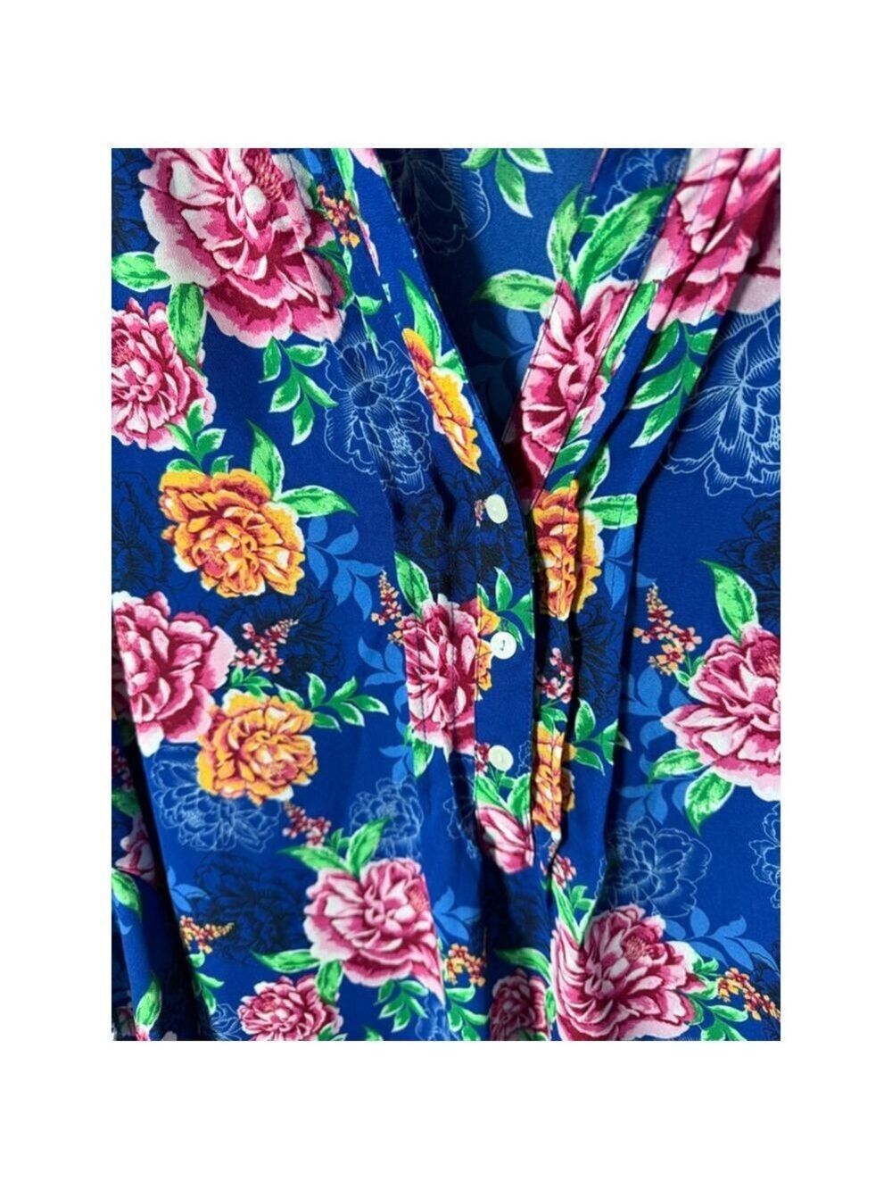 The Pioneer Woman Blue Floral Blouse XL - Picture 4 of 7